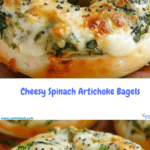 Cheesy Spinach-Artichoke Bagels