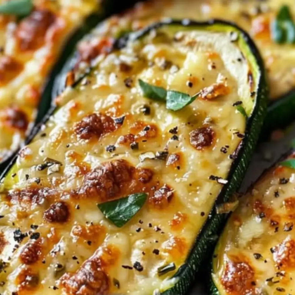 Cheesy Garlic Zucchini Steaks