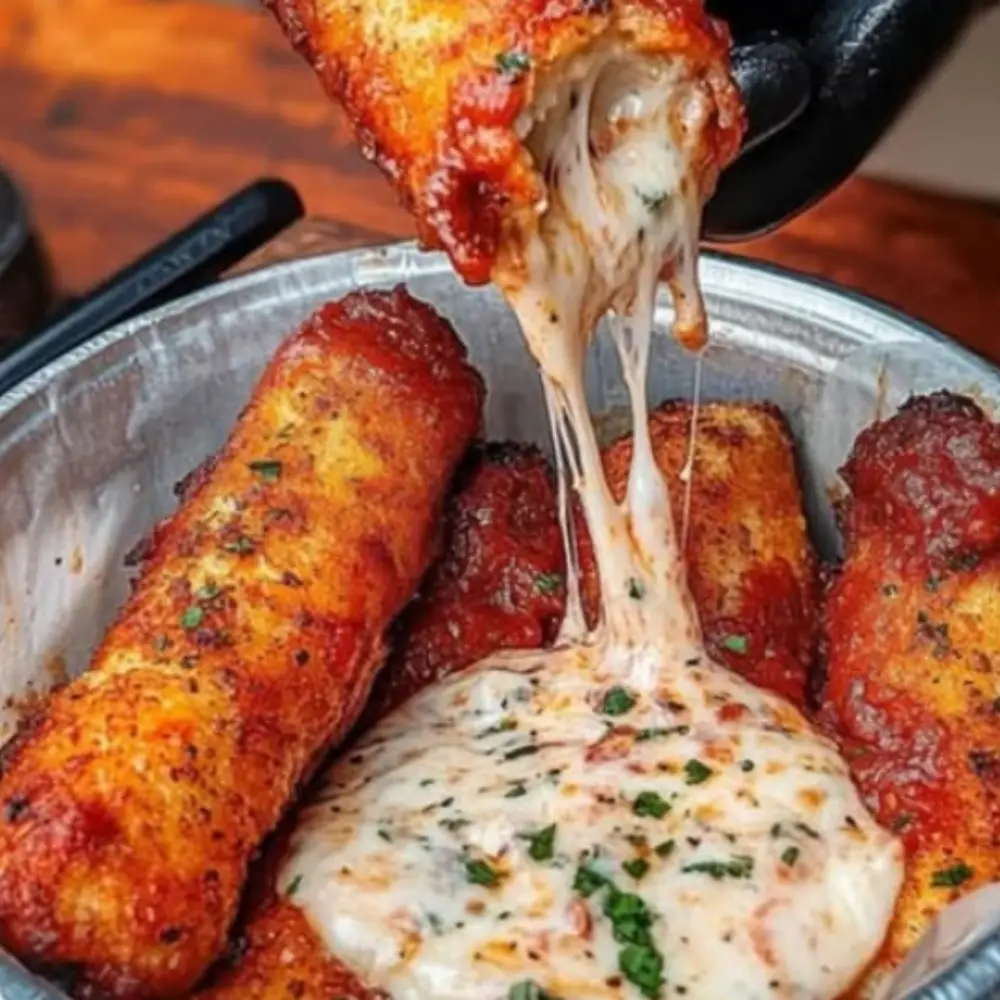 Crispy Mozzarella Sticks with Marinara Sauce & Creamy Dip