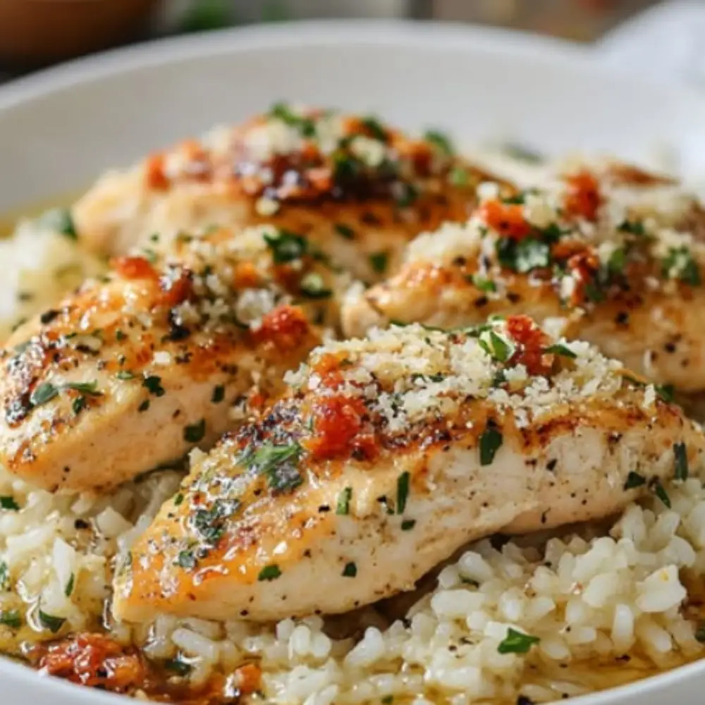 Chicken Scampi with Garlic Parmesan Rice