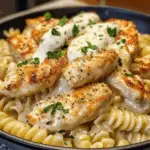 Creamy Garlic Butter Chicken and Rotini in Parmesan Sauce