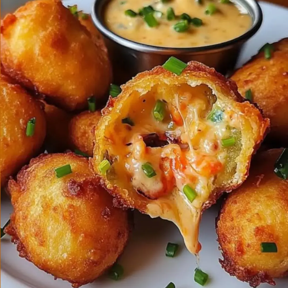 Golden Crawfish Beignets with Creamy Jalapeño Cheddar Dip