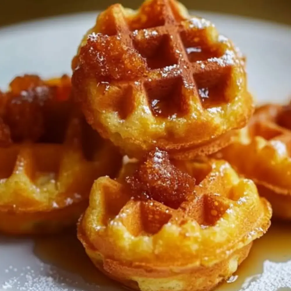 Sweet Cornbread Waffle Bites with Creamy Honey Butter Syrup