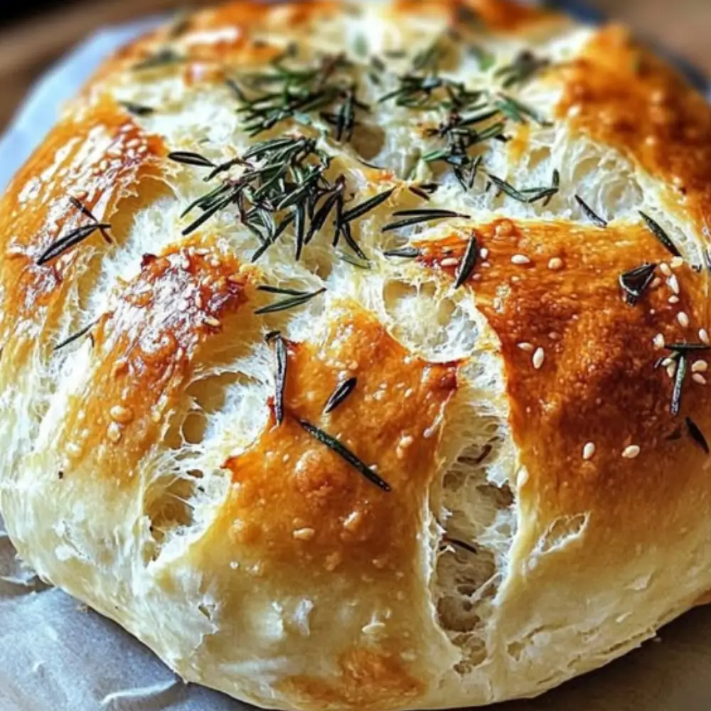 Easy Roasted Garlic Rosemary Artisan Bread