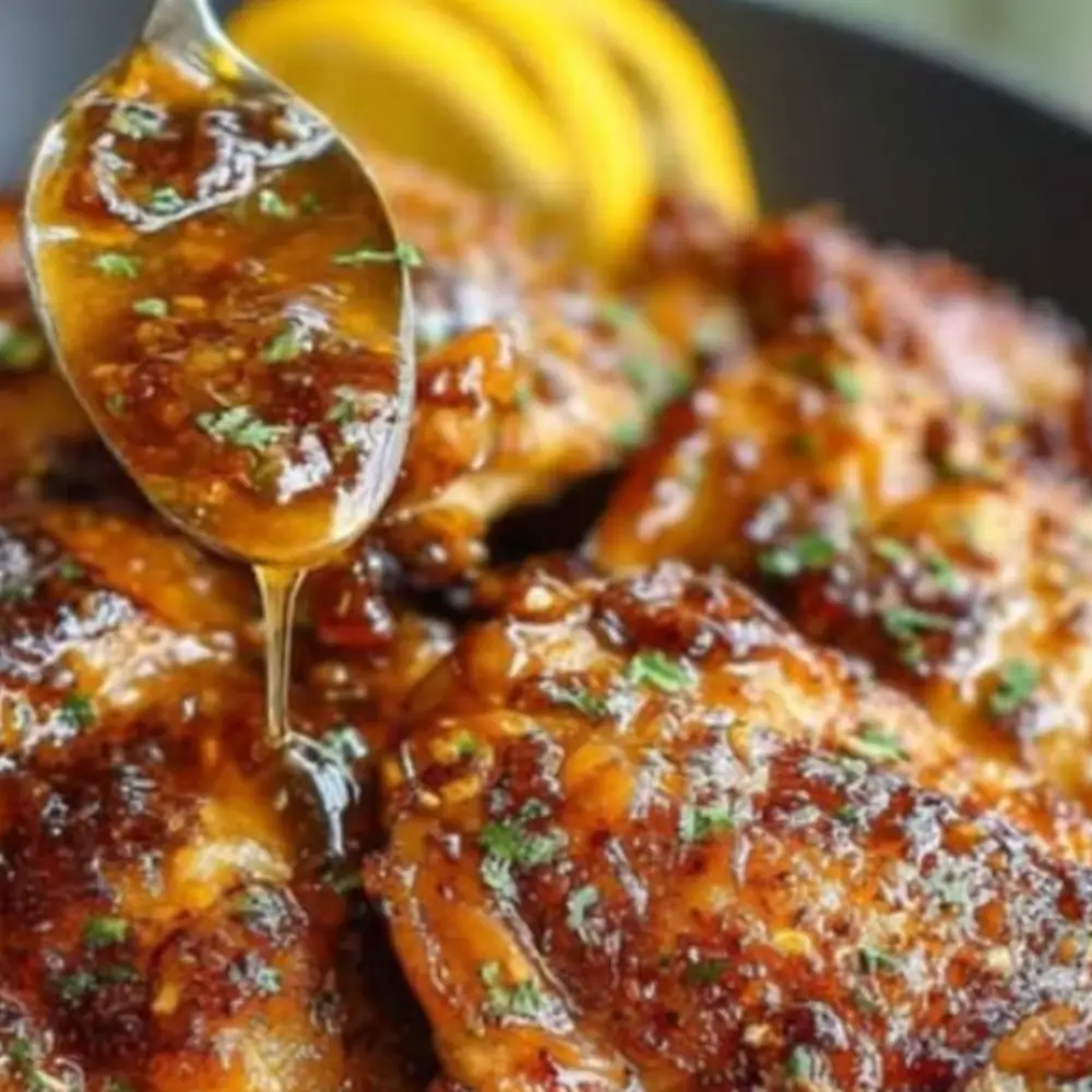 Crispy Honey Garlic Chicken Thighs with Lemon Glaze