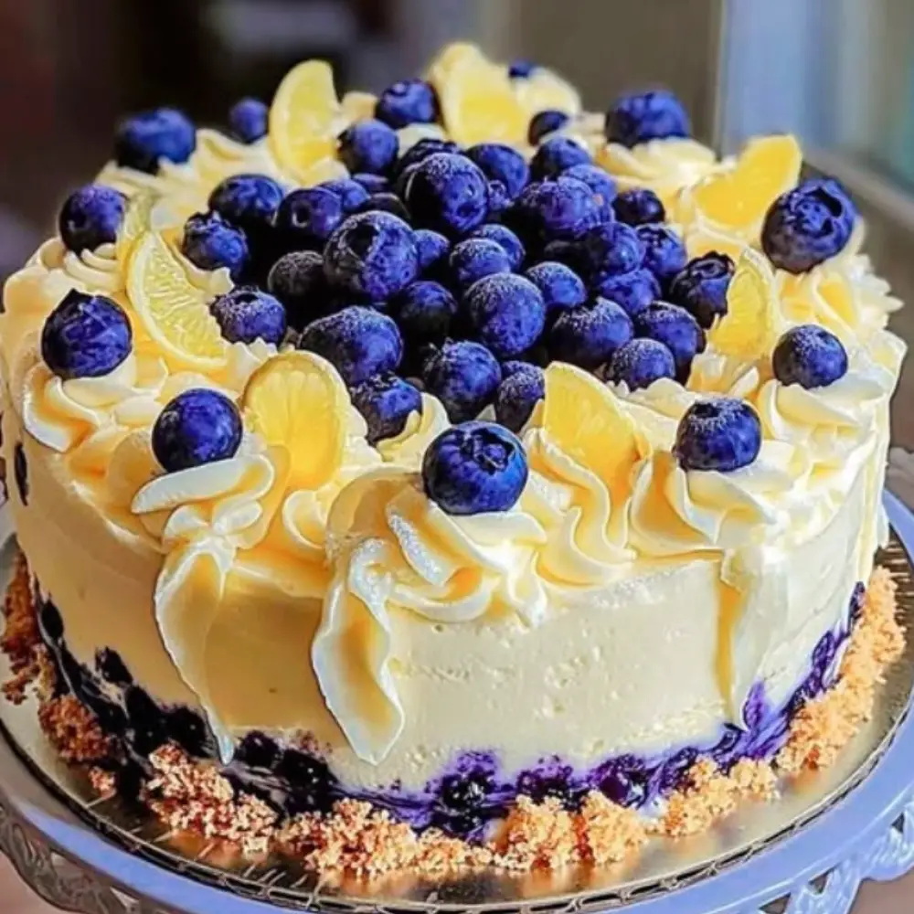 Lemon Blueberry Cheesecake Cake with Creamy Layers