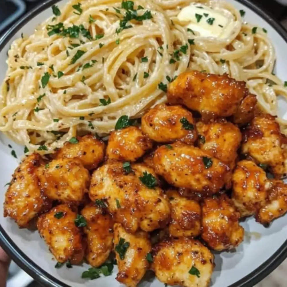 Honey Pepper Chicken with Creamy Garlic Butter Pasta