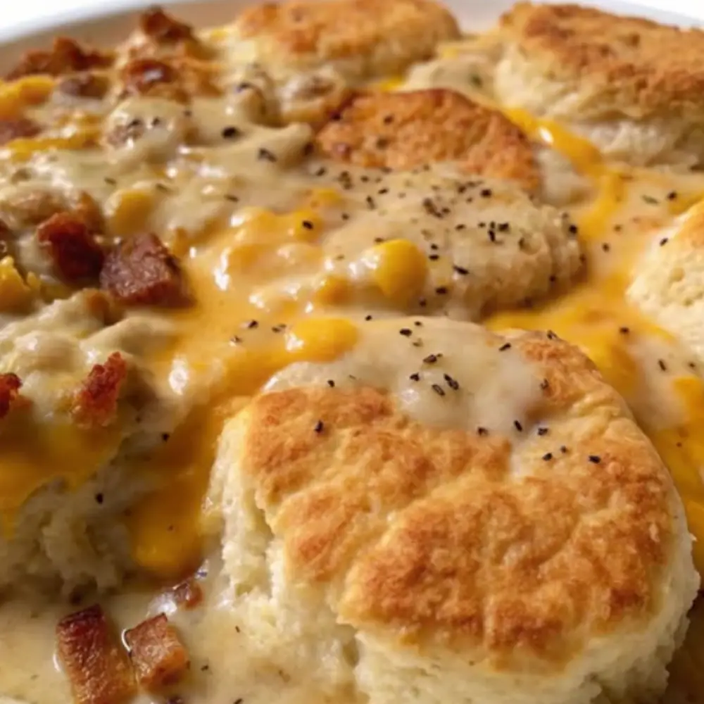 Biscuits & Gravy Hashbrown Casserole
