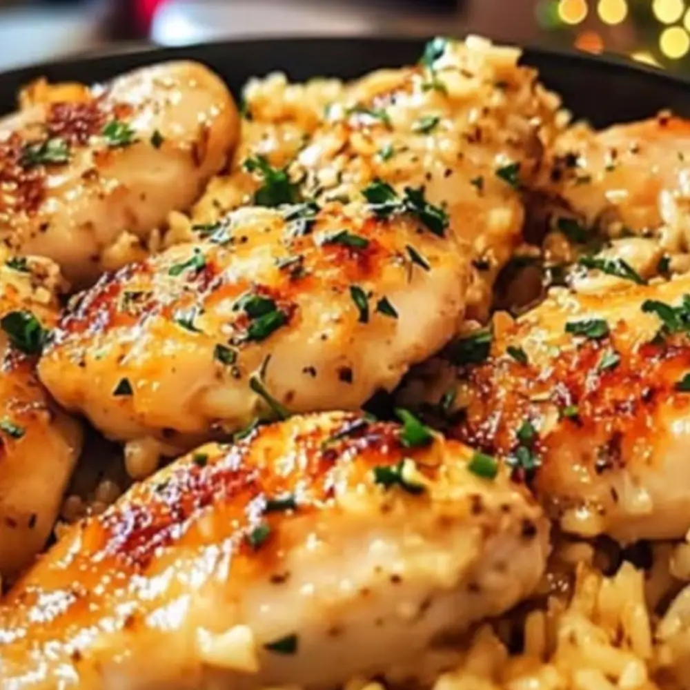 Chicken with Garlic Parmesan Rice