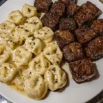 Garlic Butter Steak Bites & Creamy Alfredo Tortellini 3 Garlic Butter Steak Bites & Creamy Alfredo Tortellini