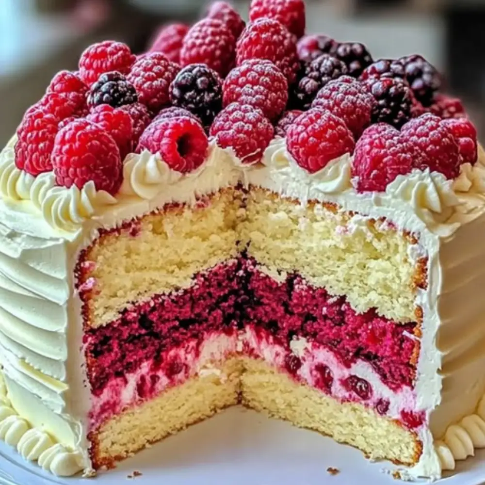 Heavenly White Chocolate Raspberry Cake