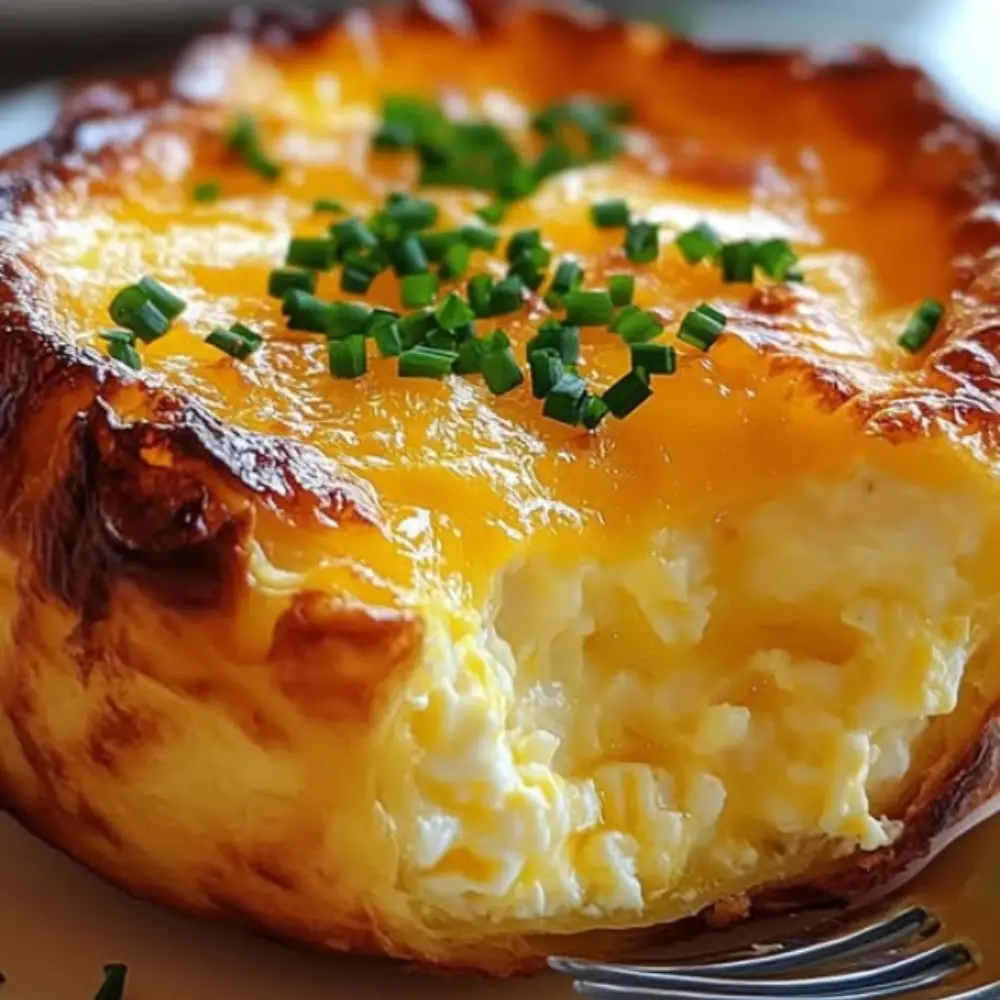 Fluffy Cottage Cheese and Egg Bake with Melted Cheese