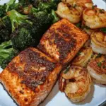Cajun Salmon & Garlic Butter Shrimp with Roasted Broccoli 3 Cajun Salmon & Garlic Butter Shrimp with Roasted Broccoli