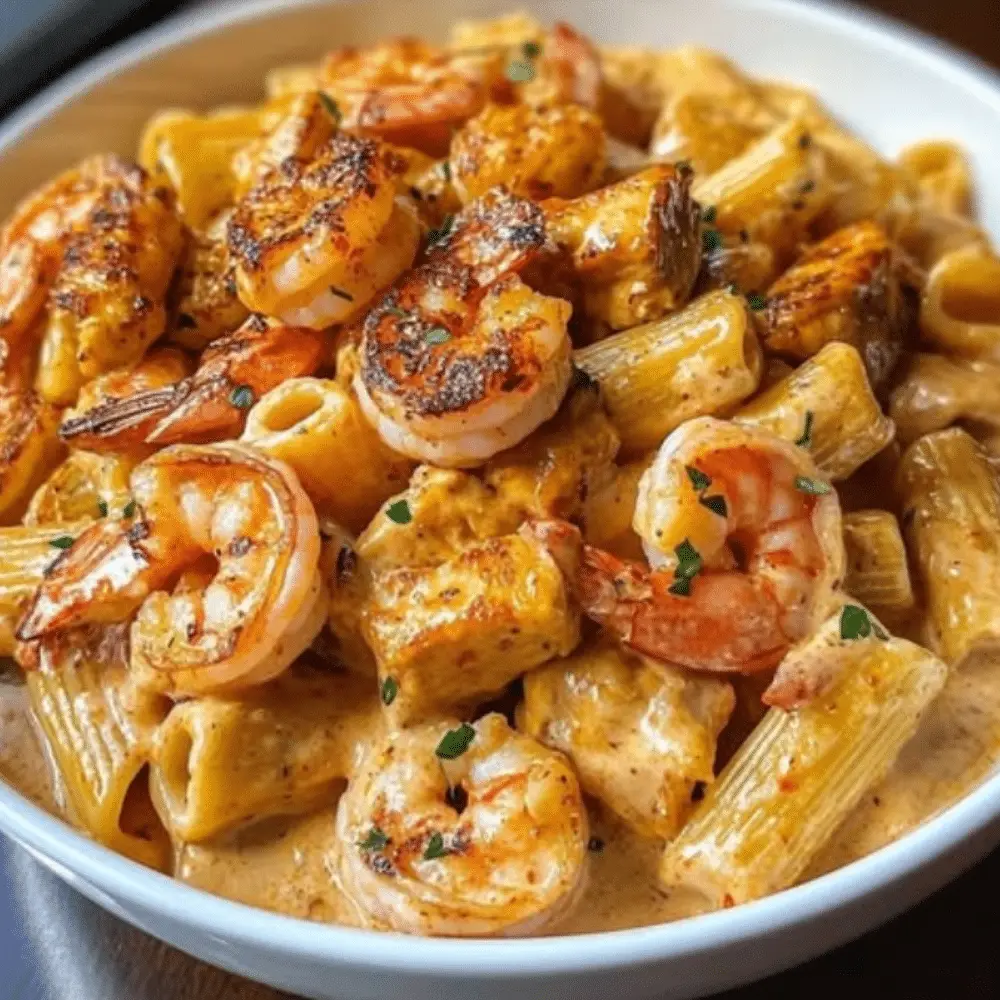 Spicy Cajun Shrimp and Chicken Alfredo