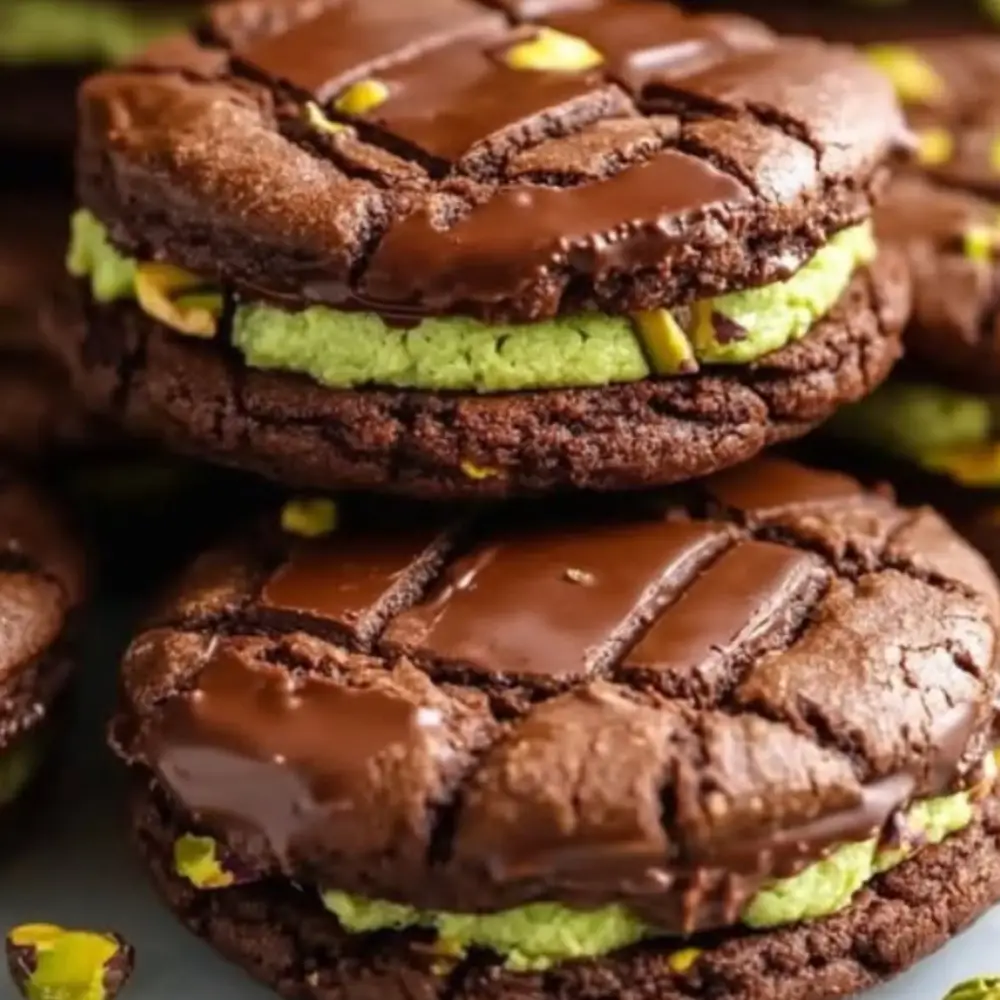 Pistachio Chocolate Sandwich Cookies