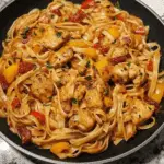 Creamy Cajun Chicken Linguine with Peppers and Sun-Dried Tomatoes