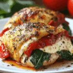 Chicken Breast Filled with Roasted Red Pepper, Spinach, and Melty Mozzarella