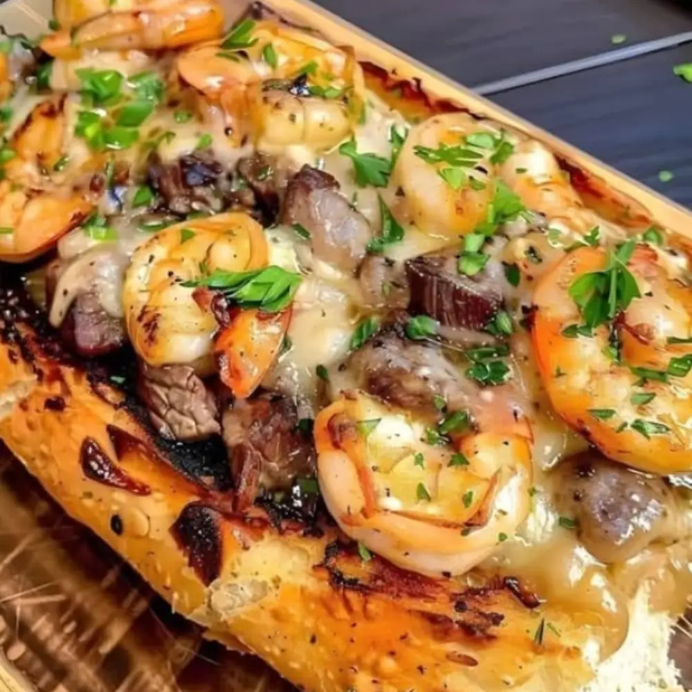 Steak and Shrimp Stuffed Bread