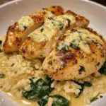 Creamy Garlic Chicken with Parmesan Rice and Spinach 3 Creamy Garlic Chicken with Parmesan Rice and Spinach