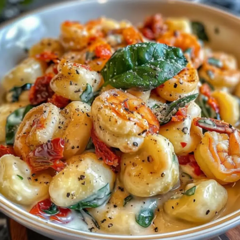 Creamy Parmesan Gnocchi with Shrimp, Sun-Dried Tomatoes, and Spinach